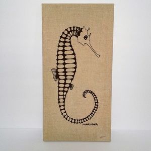 Vintage Marushka Seahorse Screen Print On Canvas